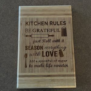 Wood Kitchen Rules Cutting Board Decor